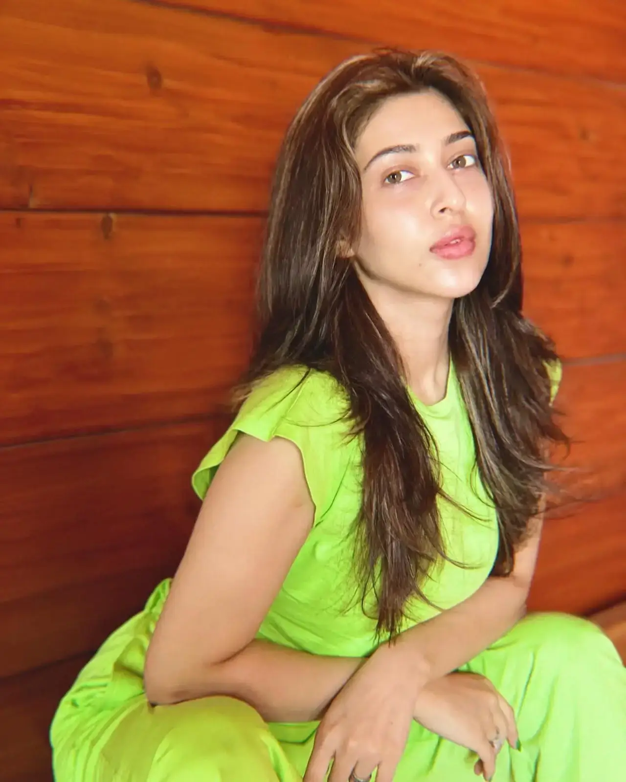 North Indian TV Actress Sonarika Bhadoria Stills in Green Top